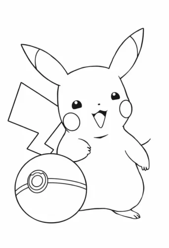 Pikachu ôm bóng Poké