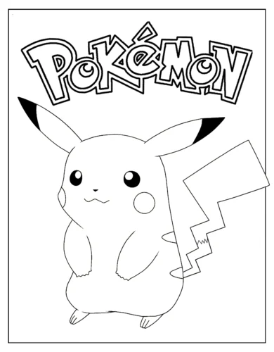 Pikachu dưới chữ Pokémon trong khung