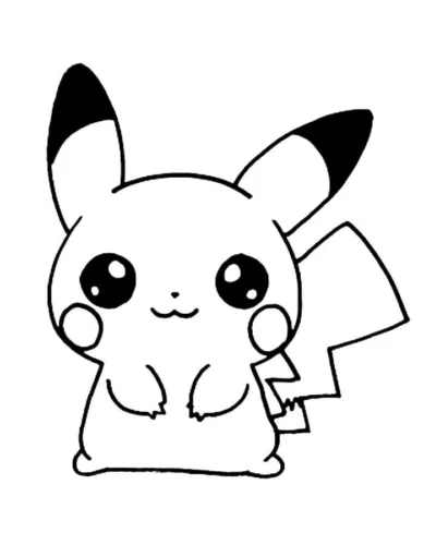 Mẫu tô màu pikachu ngồi, nét viền đậm