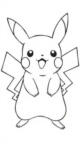 Hình tô màu pikachu đứng, nét mảnh