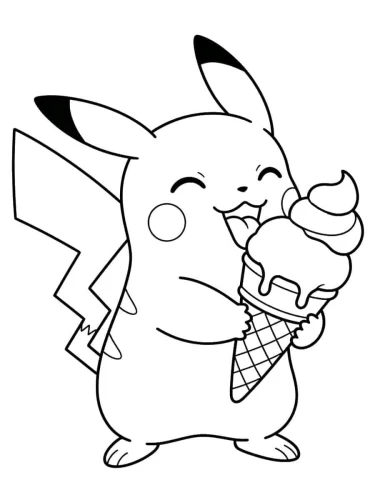 Pikachu liếm cây kem ốc quế