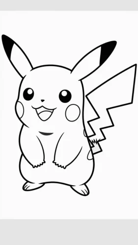 Mẫu tô màu pikachu đứng hai tay buông