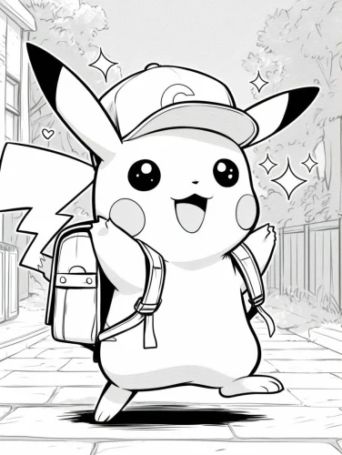 Pikachu đeo ba lô đi học