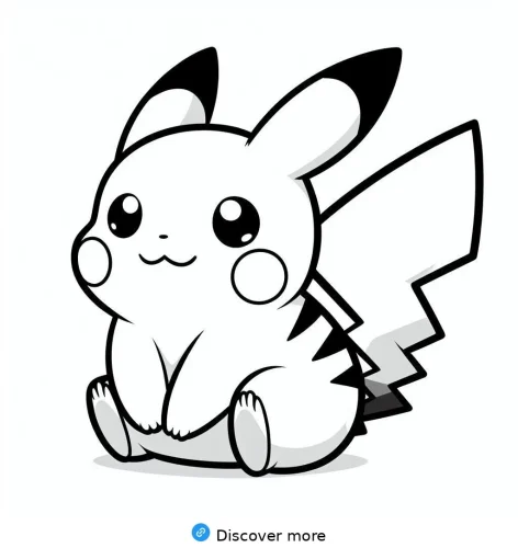 Pikachu ngồi, nét viền đậm