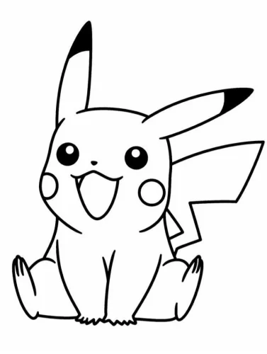 Hình tô màu pikachu ngồi bệt