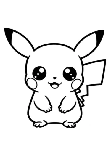 Hình tô màu pikachu ngồi, mắt to tròn