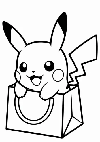 Pikachu ngồi trong túi giấy