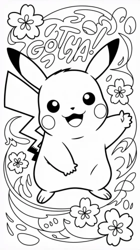 Pikachu giữa hoa anh đào và chữ