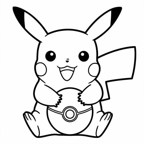 Pikachu ôm bóng Poké