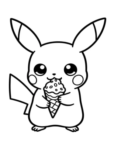 Pikachu ăn kem