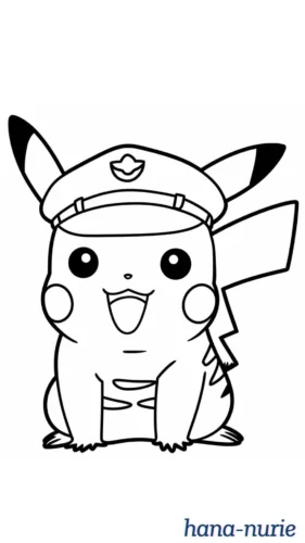 Pikachu đội mũ lái tàu