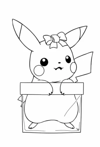 Pikachu thắt nơ trong hộp quà