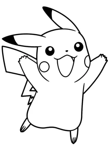Hình tô màu pikachu giơ hai tay chạy
