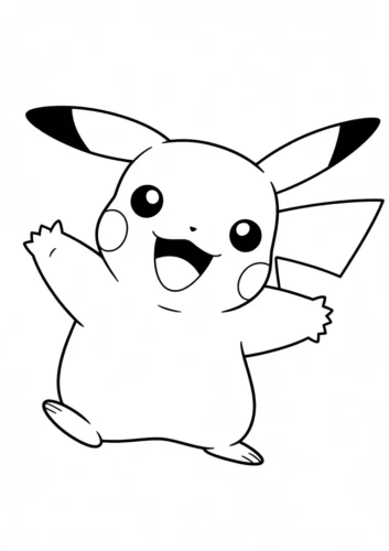 Hình tô màu pikachu vẫy tay cười