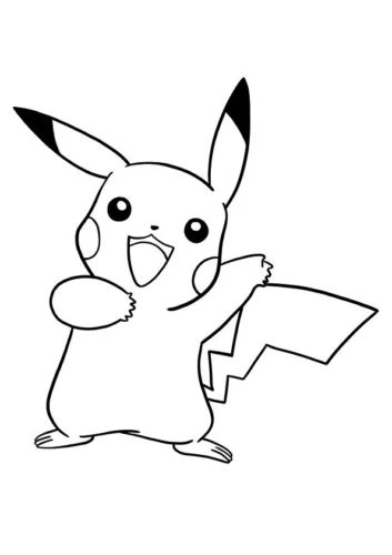 Mẫu tô màu pikachu chạy giơ tay