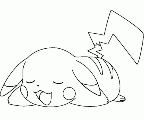 Tranh tô màu pikachu nằm ngủ
