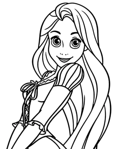 Rapunzel nhìn nghiêng, nét viền đậm