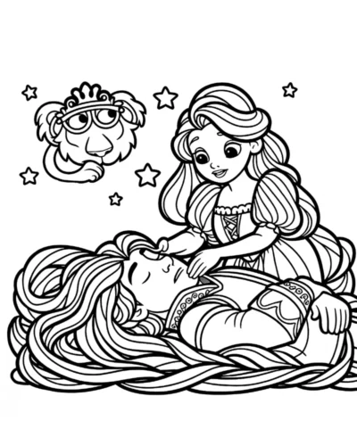 Rapunzel và Flynn giữa ngôi sao