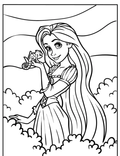 Rapunzel và tắc kè trong khung