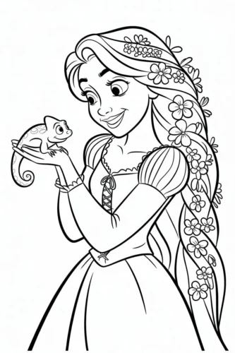 Rapunzel nâng tắc kè trên tay