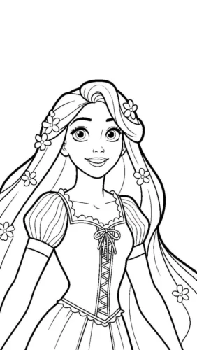 Rapunzel mỉm cười, nét mảnh