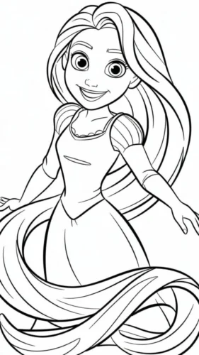 Rapunzel dang tay, nét đậm