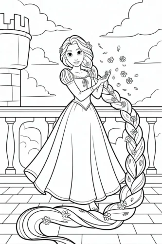 Rapunzel trên ban công lâu đài