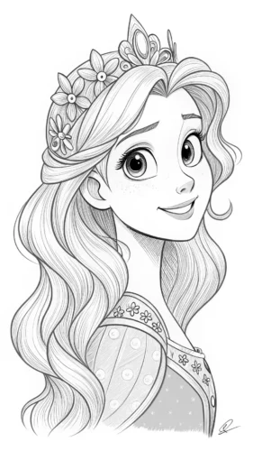 Rapunzel đội vương miện tóc xoăn