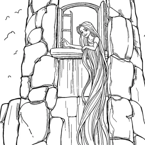 Rapunzel nhìn ra cửa sổ tháp