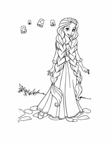 Hình tô màu rapunzel giữa đèn trời