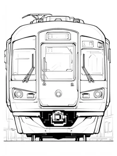 Hình tô màu tàu điện nhìn chính diện