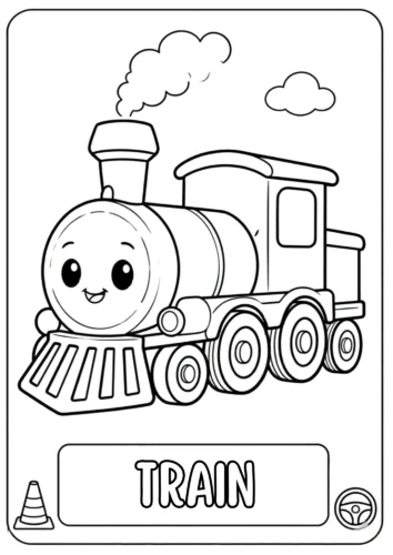 Mẫu tô màu đầu máy dưới chữ Train