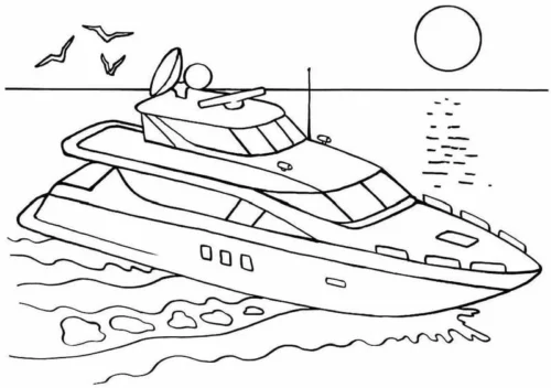 Tranh tô màu du thuyền dưới hoàng hôn