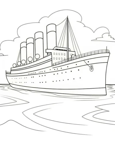 Mẫu tô màu tàu Titanic nét mảnh