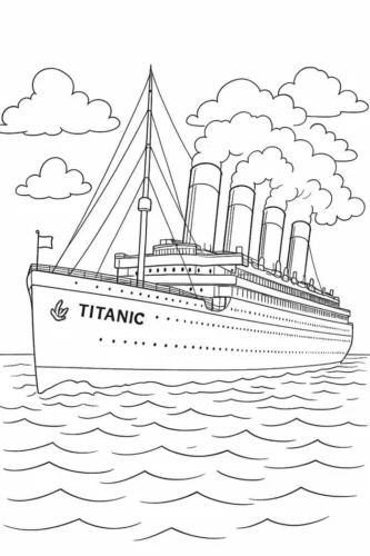 Tranh tô màu tàu Titanic giữa mây