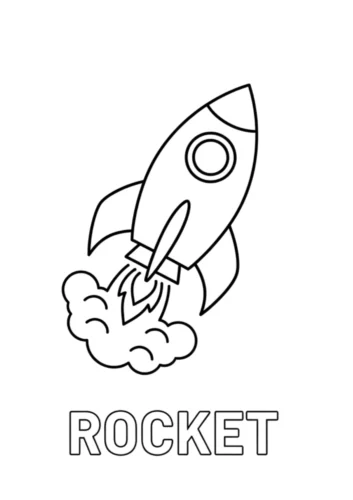 Tên lửa dưới chữ Rocket, nét mảnh