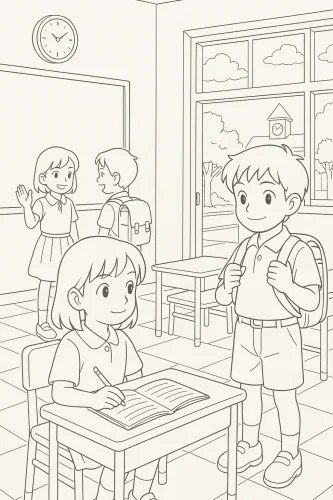 Tranh tô màu trường học 53