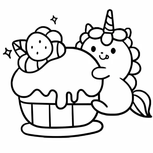 Kỳ lân bên chiếc bánh cupcake
