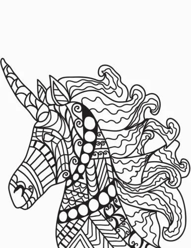 Đầu kỳ lân hoa văn zentangle