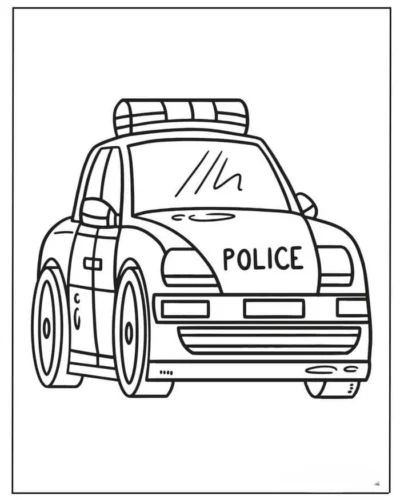 Xe cảnh sát nhìn chính diện, nét đậm