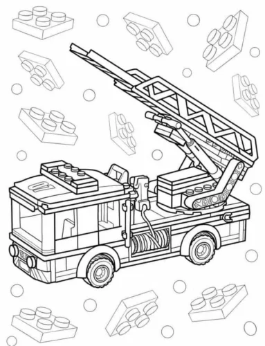 Xe thang cứu hoả giữa khối đồ chơi