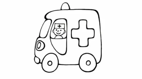 Mẫu tô màu xe cứu thương nhỏ có tài xế