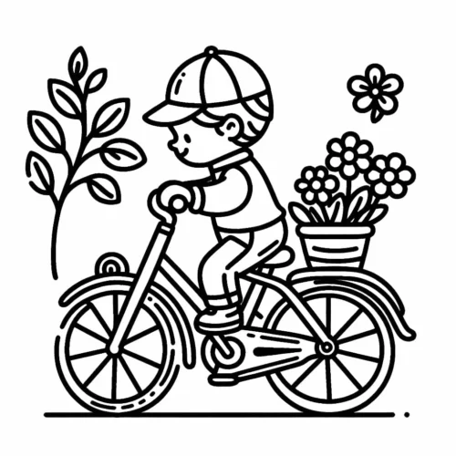 Cậu bé đạp xe chở hoa