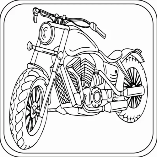 Tranh tô màu mô tô trong khung bo