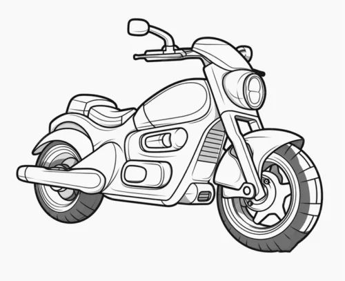 Tranh tô màu mô tô cổ nét mảnh nhìn chéo