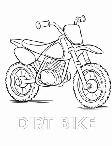 Hình tô màu xe địa hình dưới chữ Dirt Bike