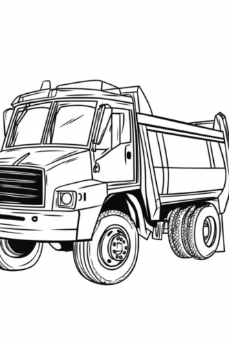 Mẫu tô màu xe ben, nét chi tiết