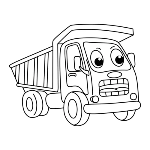Mẫu tô màu xe ben mặt cười