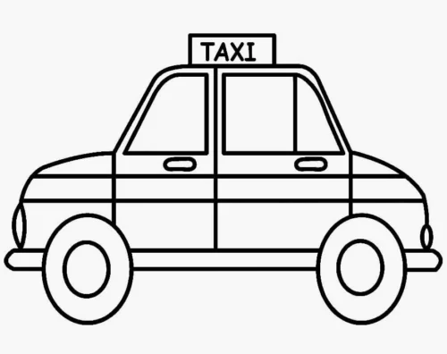Tranh tô màu taxi đơn giản