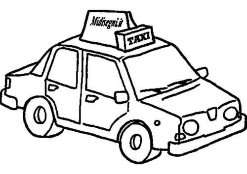 Hình tô màu taxi nhỏ